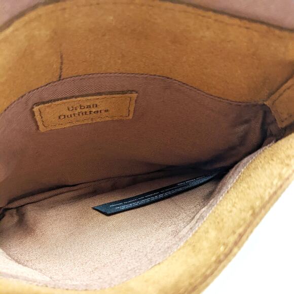 Urban Outfitters Mini Nubuck Leather Tan Crossbody Boho Whipstitch Western - Picture 11 of 11